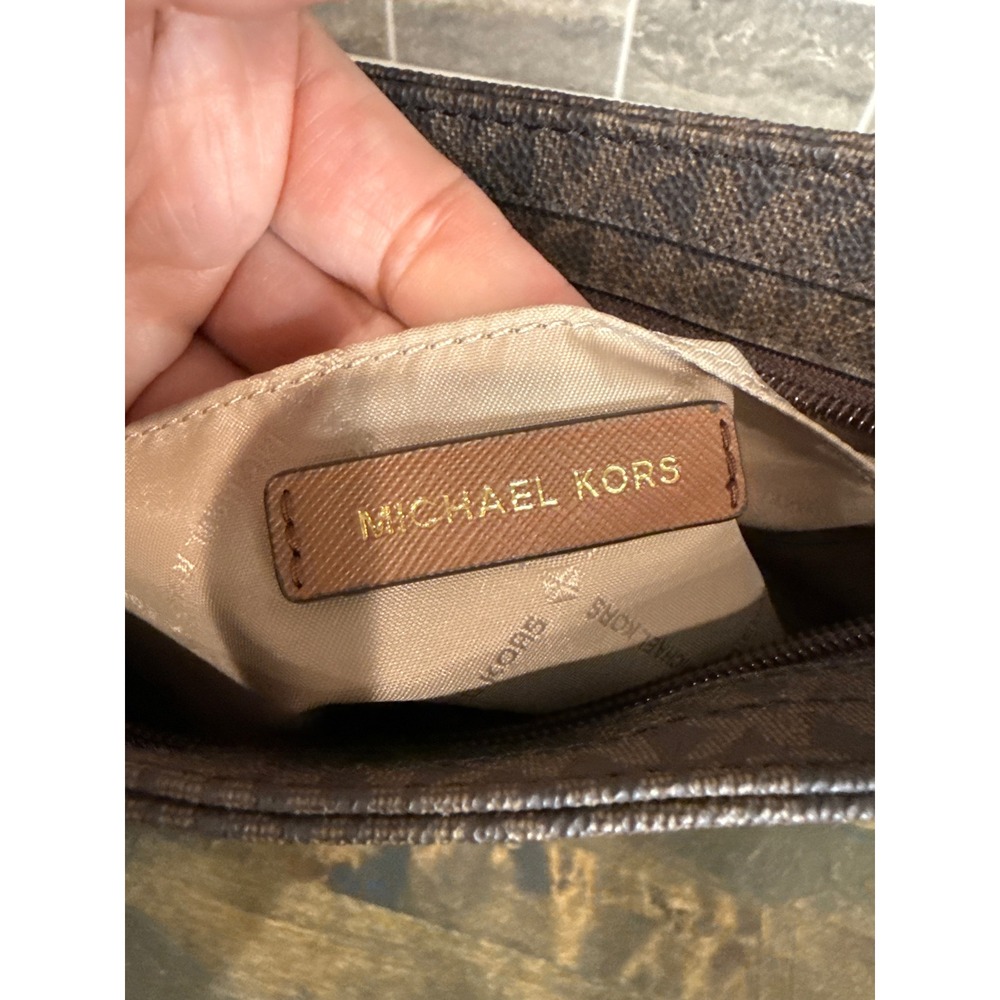 Michael Kors Jet Set Large Crossbody Bag Brown MK Signature Logo 35T8GTTC9B - Picture 9 of 11